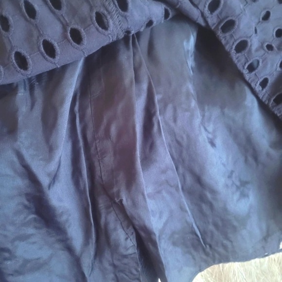 Chelsea & Theodore Navy One Shoulder Eyelet Dress Size L - Picture 4 of 9